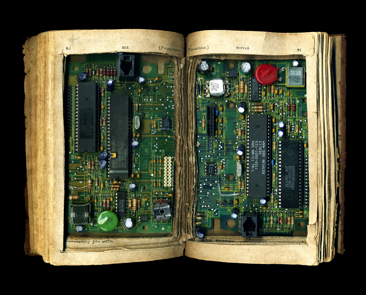 Book circuit board sculpture